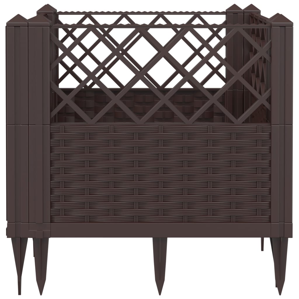 Plantekasse med plugger brun 43,5x43,5x43,5 cm PP