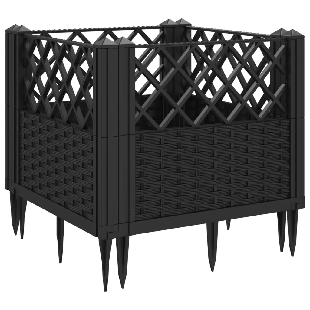 Plantekasse med plugger svart 43,5x43,5x43,5 cm PP