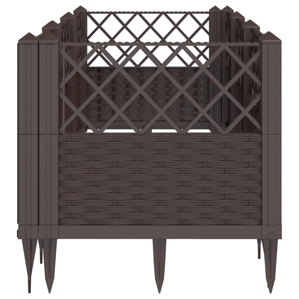 Plantekasse med plugger brun 123,5x43,5x43,5 cm PP