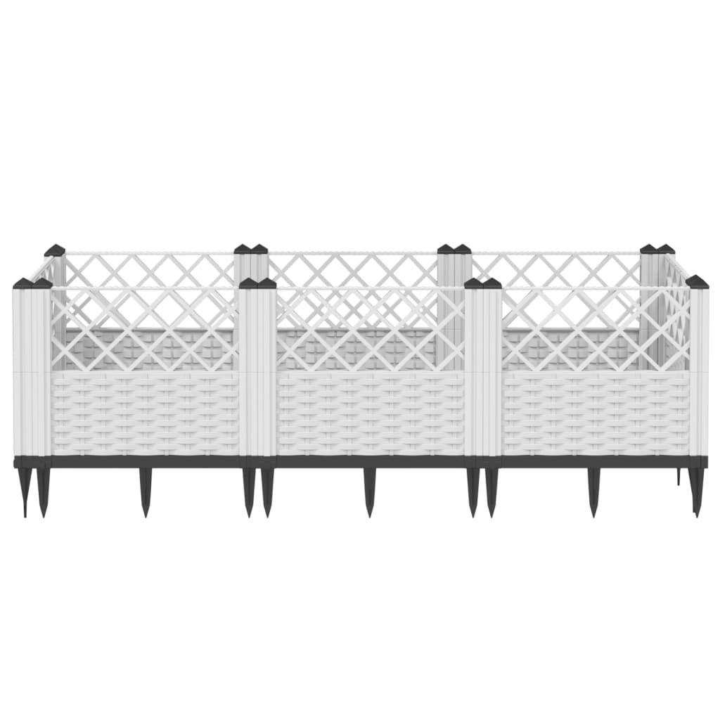 Plantekasse med plugger hvit 123,5x43,5x43,5 cm PP
