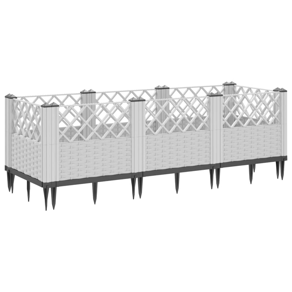Plantekasse med plugger hvit 123,5x43,5x43,5 cm PP