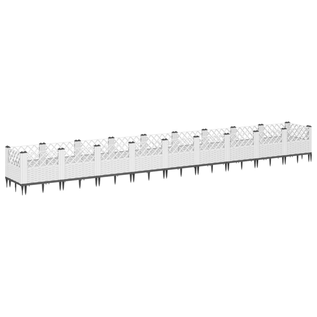 Plantekasse med plugger hvit 363,5x43,5x43,5 cm PP