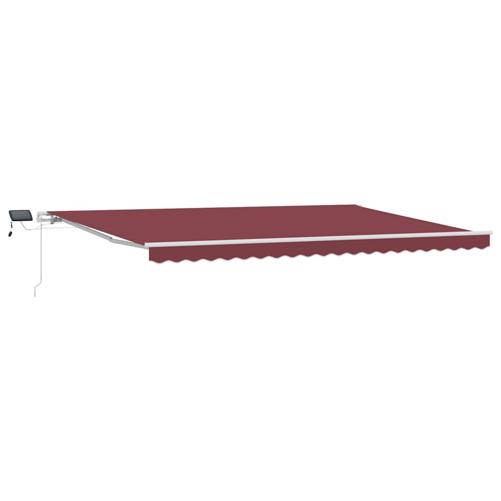 Manuell uttrekkbar markise med LED burgunder 500x300 cm
