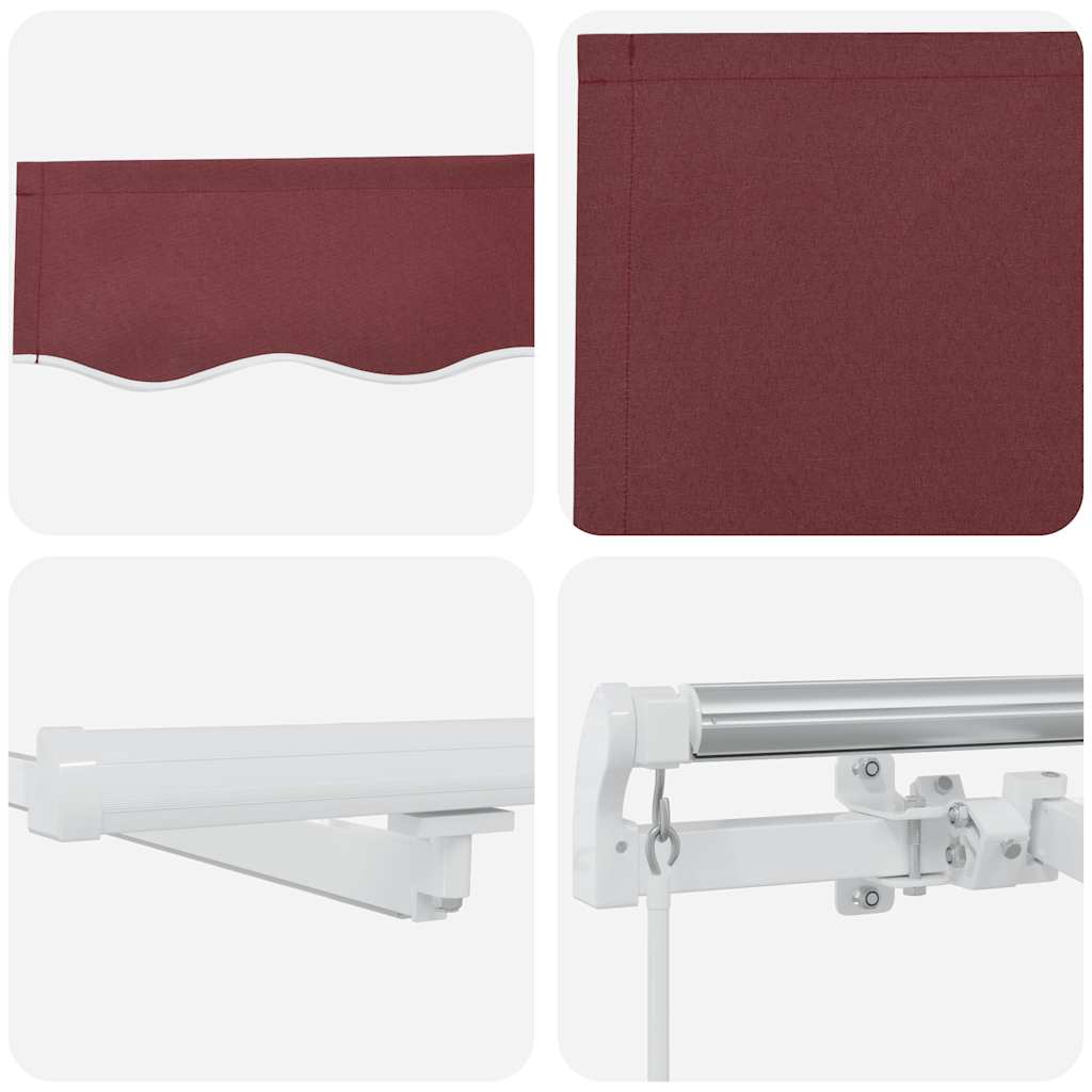 Manuell uttrekkbar markise med LED burgunder 500x300 cm