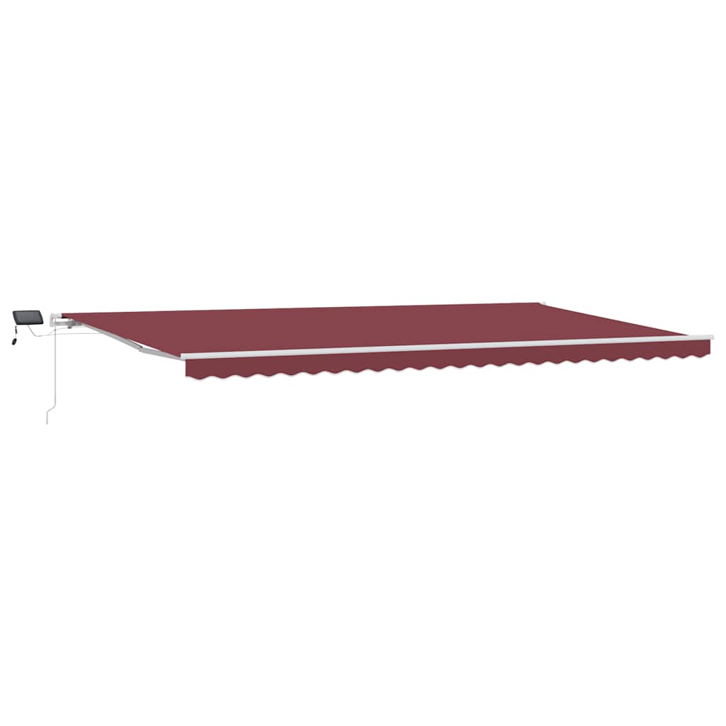 Manuell uttrekkbar markise med LED burgunder 600x300 cm