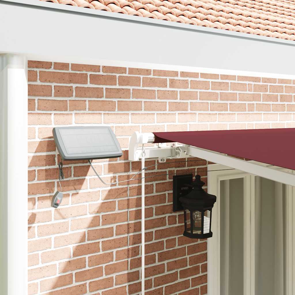 Manuell uttrekkbar markise med LED burgunder 600x300 cm