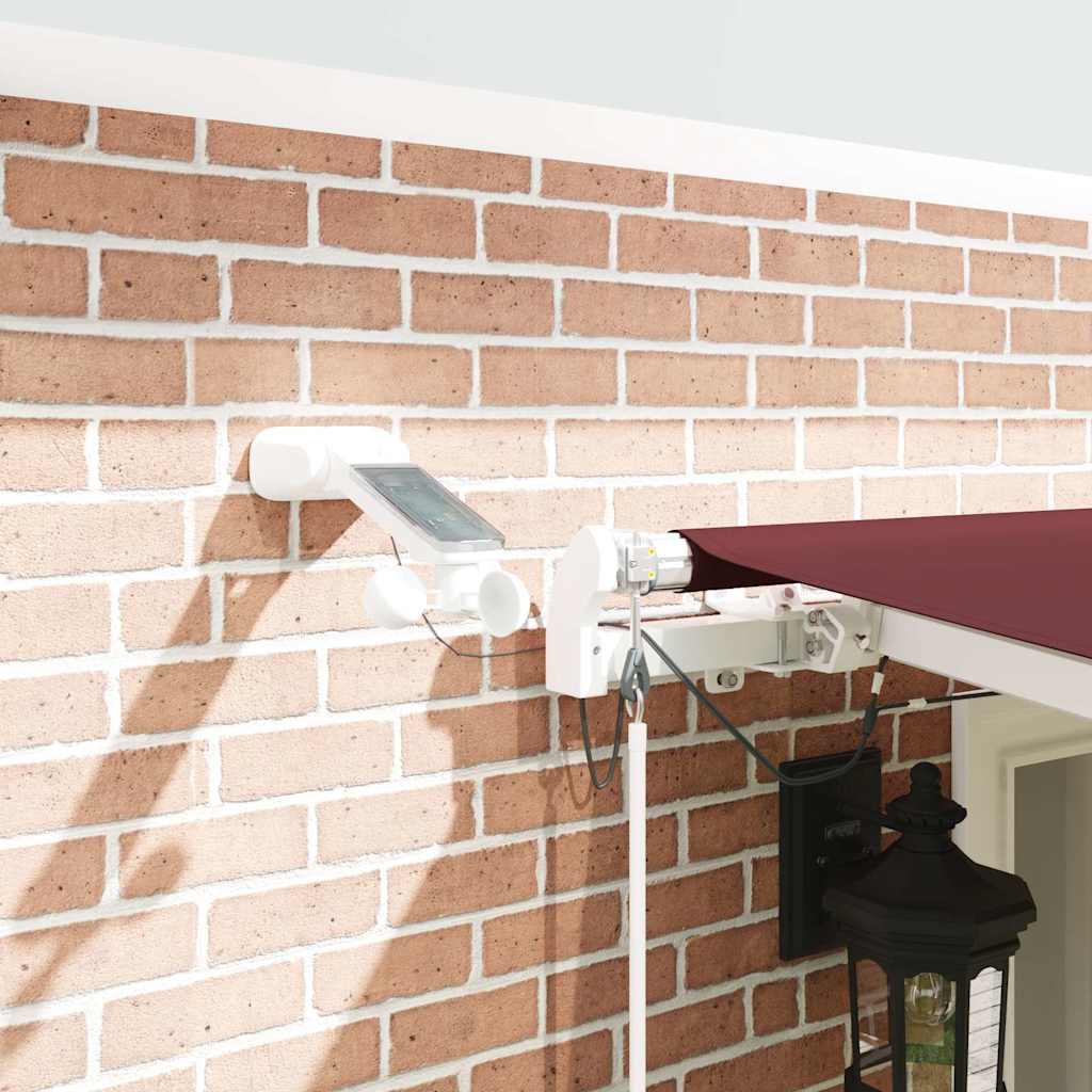 Automatisk uttrekkbar markise med LED burgunder 600x300 cm