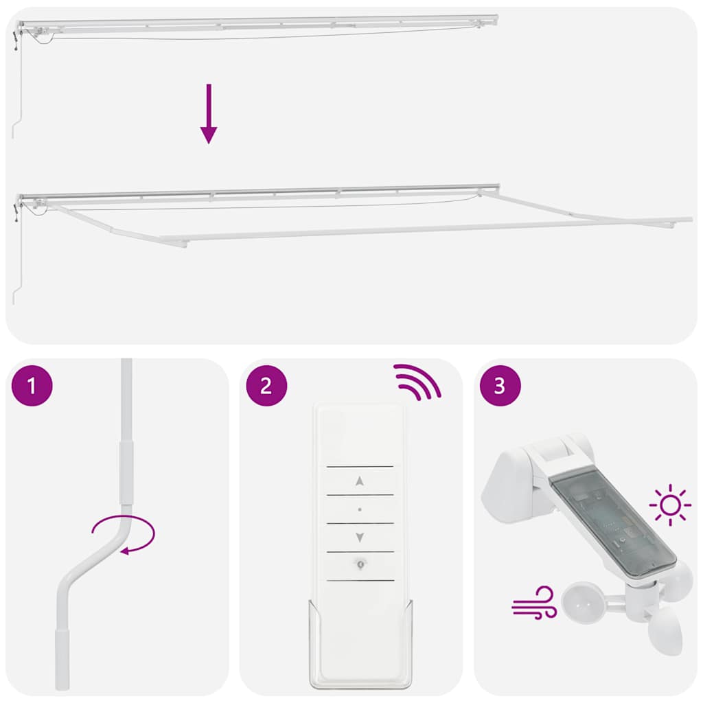 Automatisk uttrekkbar markise med LED burgunder 600x300 cm
