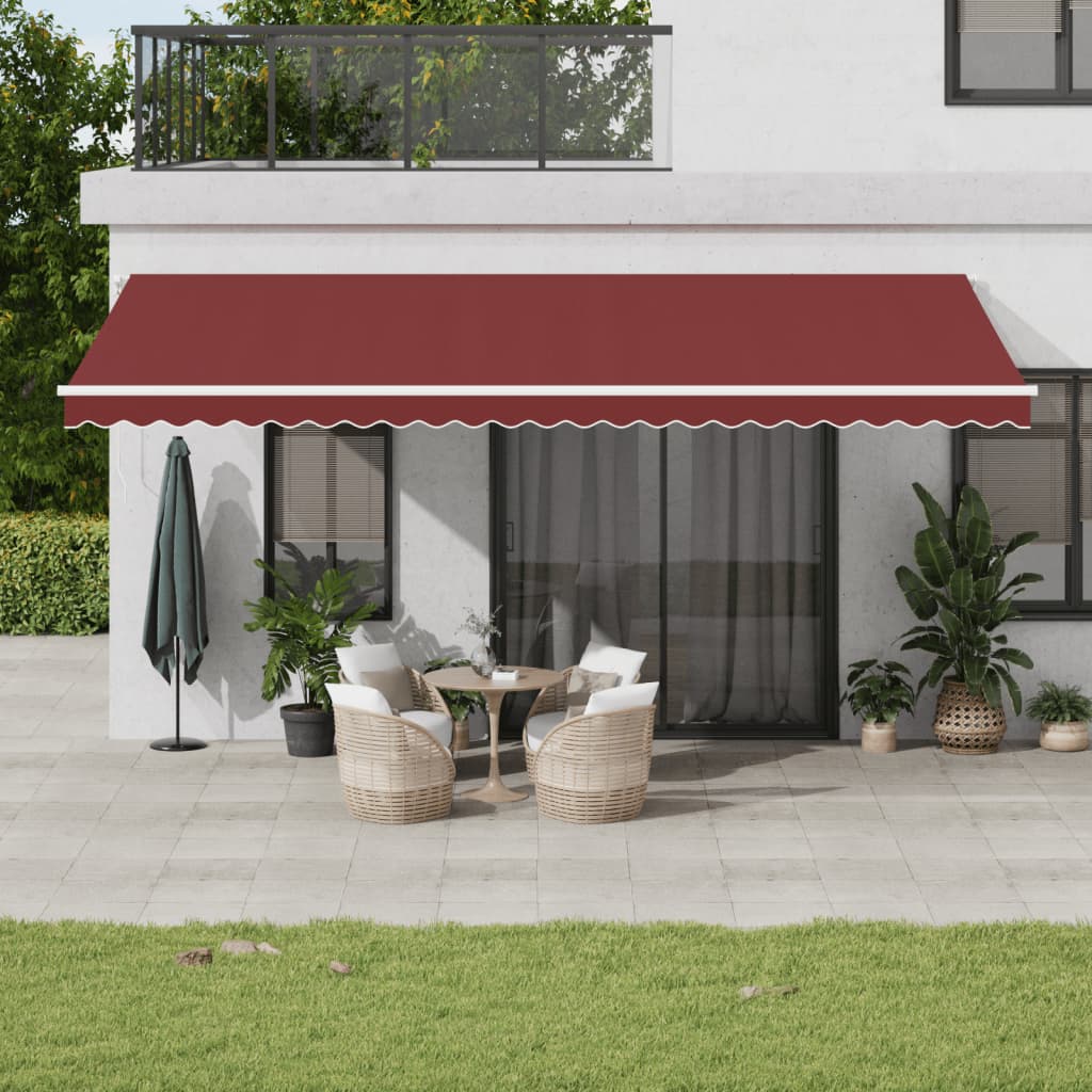 Manuell uttrekkbar markise burgunder 600x350 cm