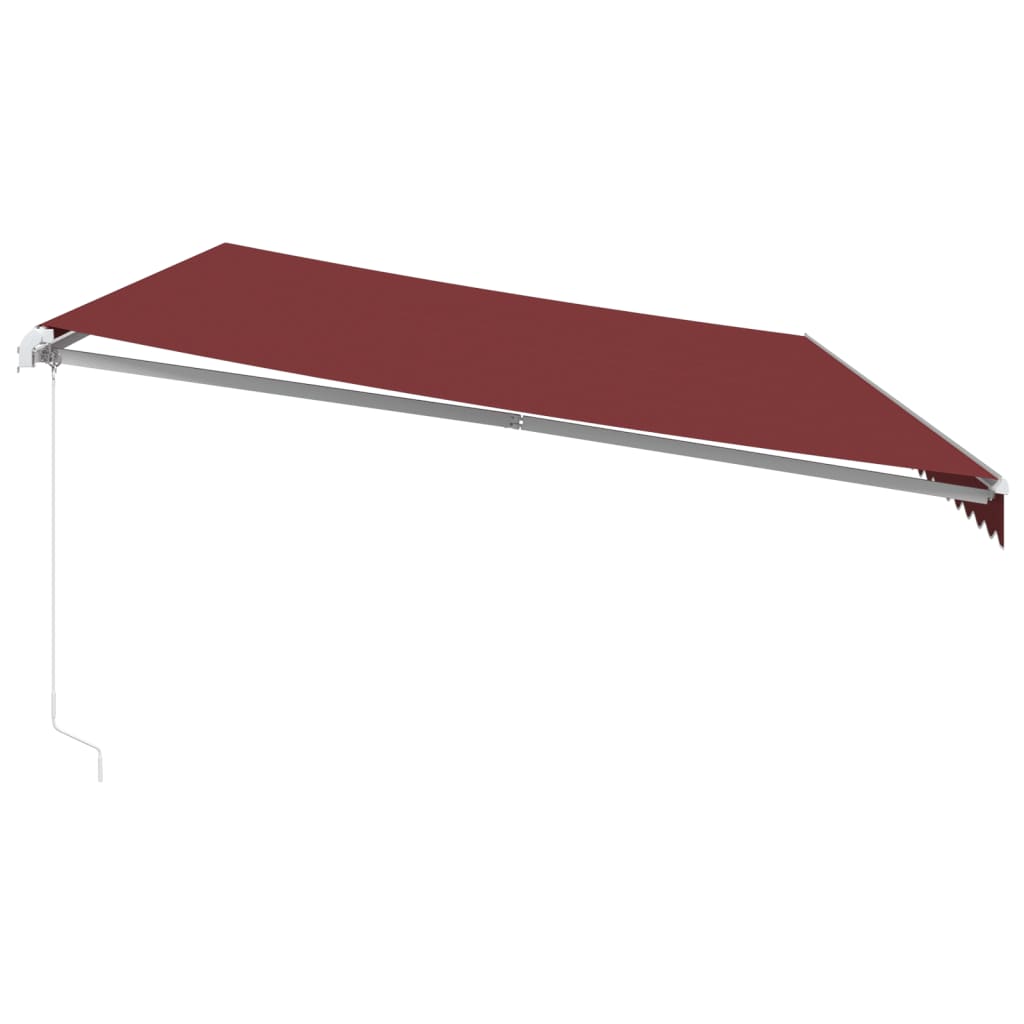 Manuell uttrekkbar markise med LED burgunder 600x350 cm
