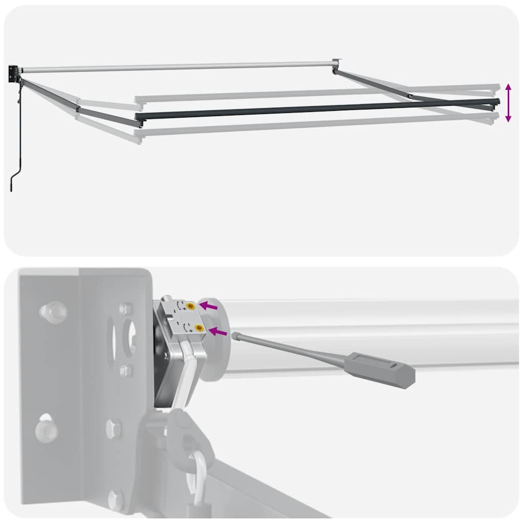 Automatisk uttrekkbar markise med LED burgunder 300x250 cm
