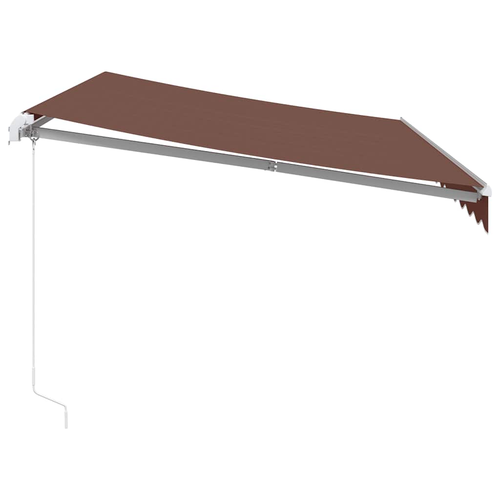 Manuell uttrekkbar markise med LED brun 350x250 cm