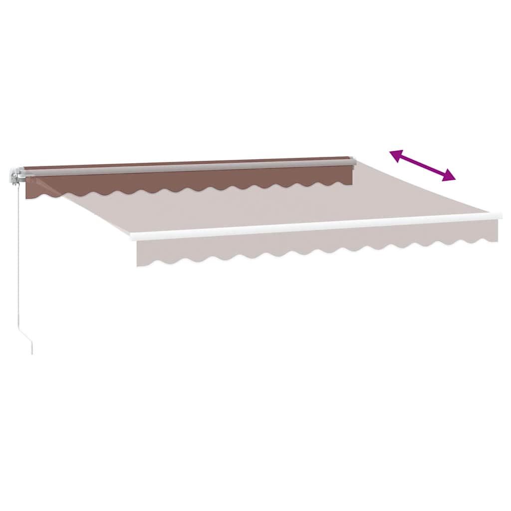 Manuell uttrekkbar markise med LED brun 350x250 cm