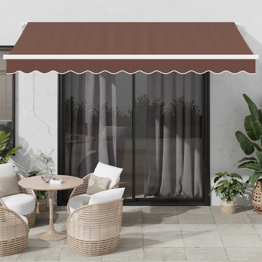 Manuell uttrekkbar markise med LED brun 350x250 cm
