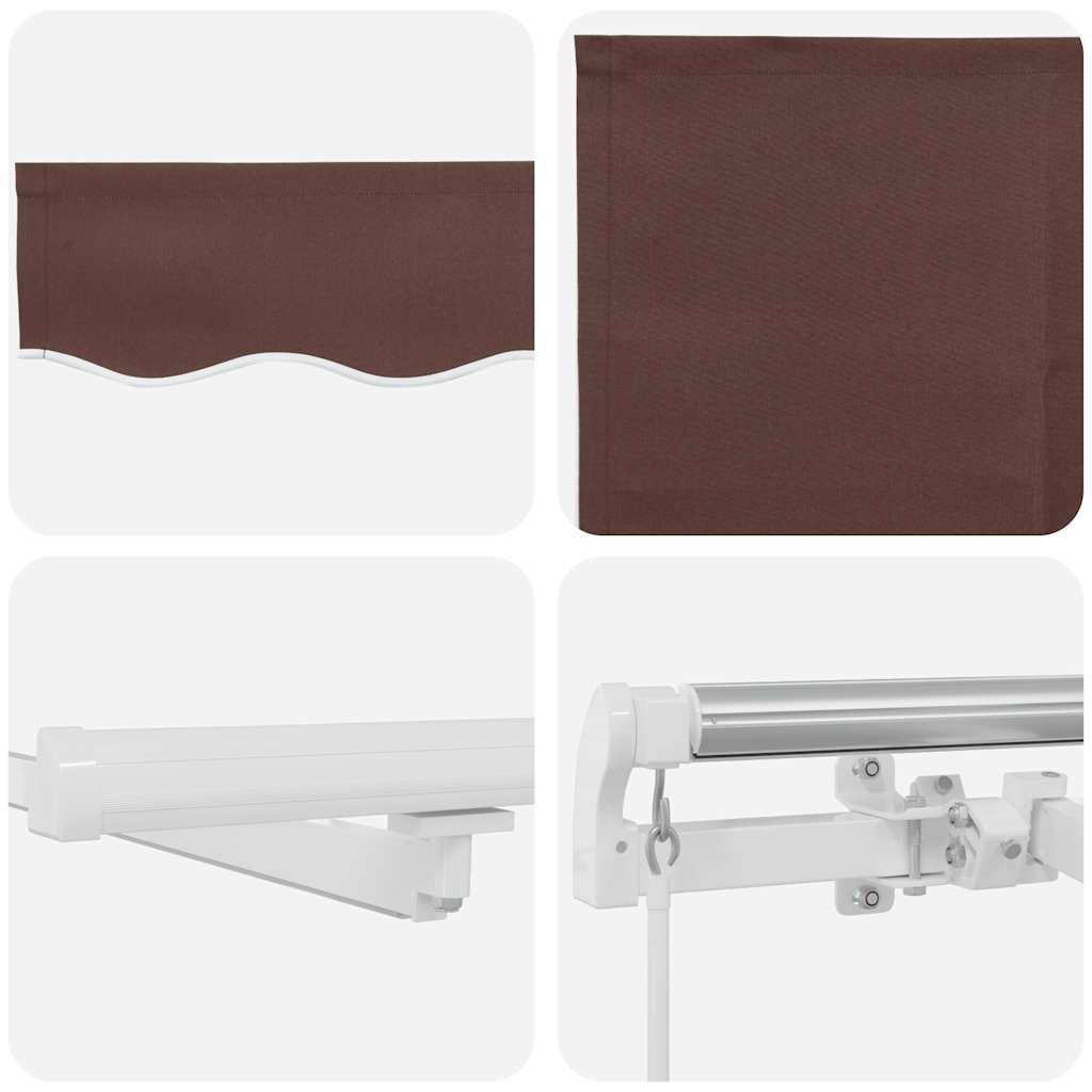 Manuell uttrekkbar markise med LED brun 500x300 cm