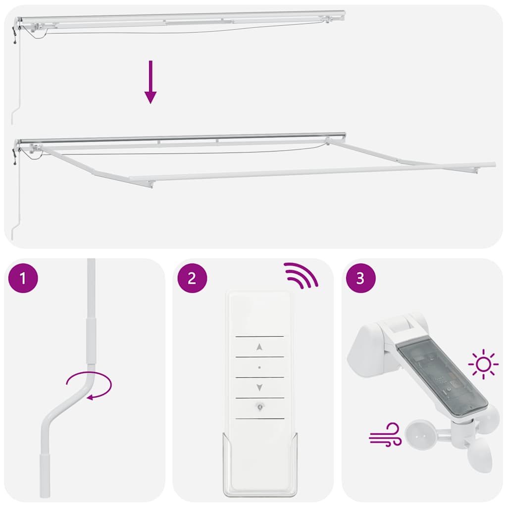 Automatisk uttrekkbar markise med LED brun 500x300 cm