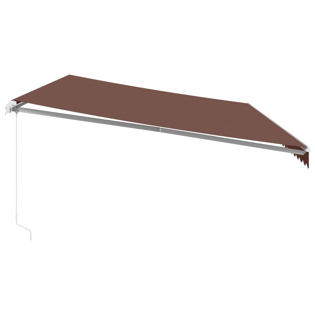 Manuell uttrekkbar markise med LED brun 600x350 cm