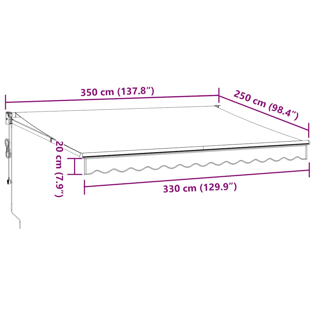 Automatisk uttrekkbar markise brun 350x250 cm