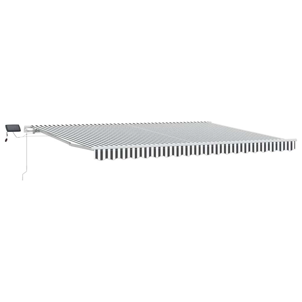 Manuell uttrekkbar markise med LED antrasitt og hvit 450x300 cm vidaXL