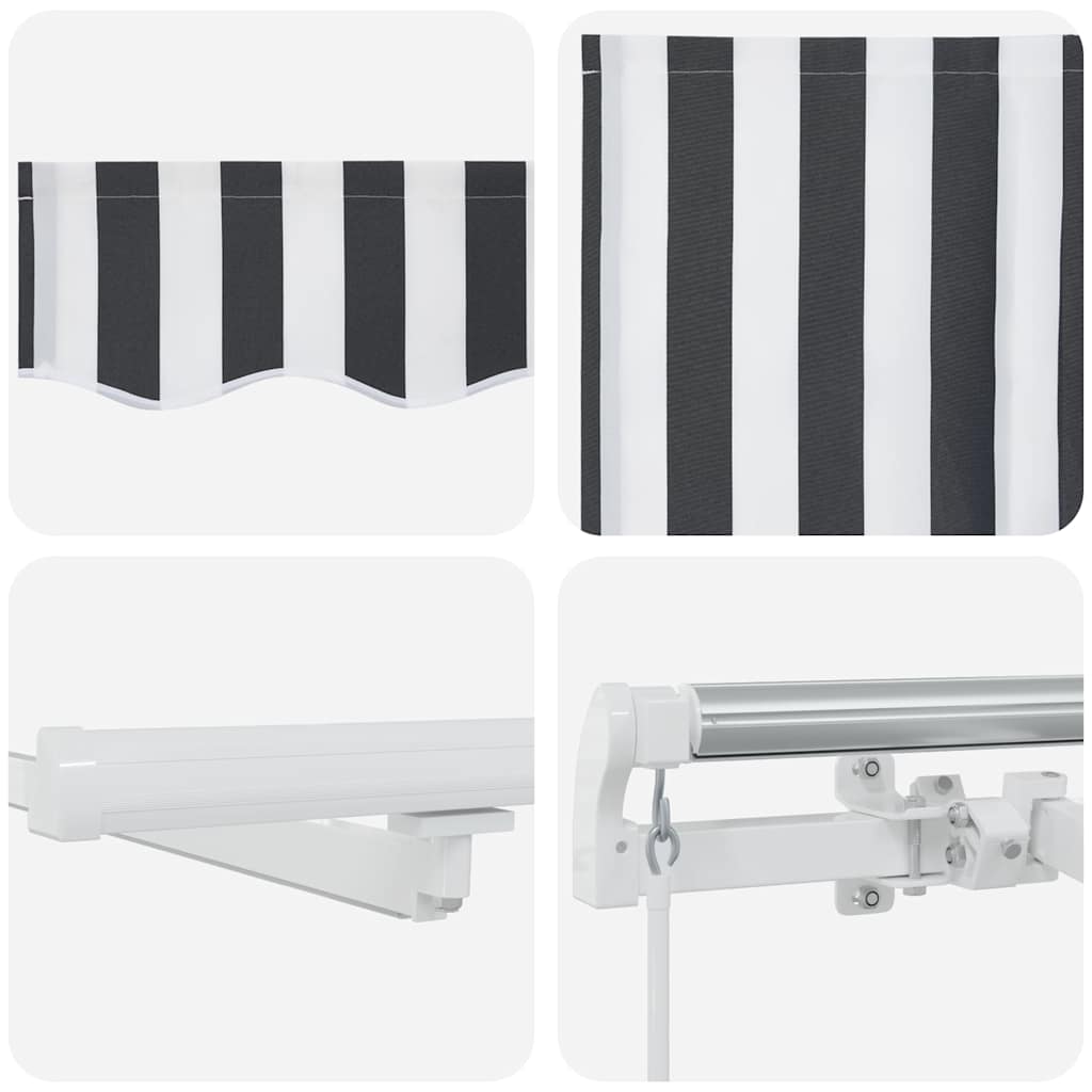 Manuell uttrekkbar markise med LED antrasitt og hvit 450x300 cm vidaXL