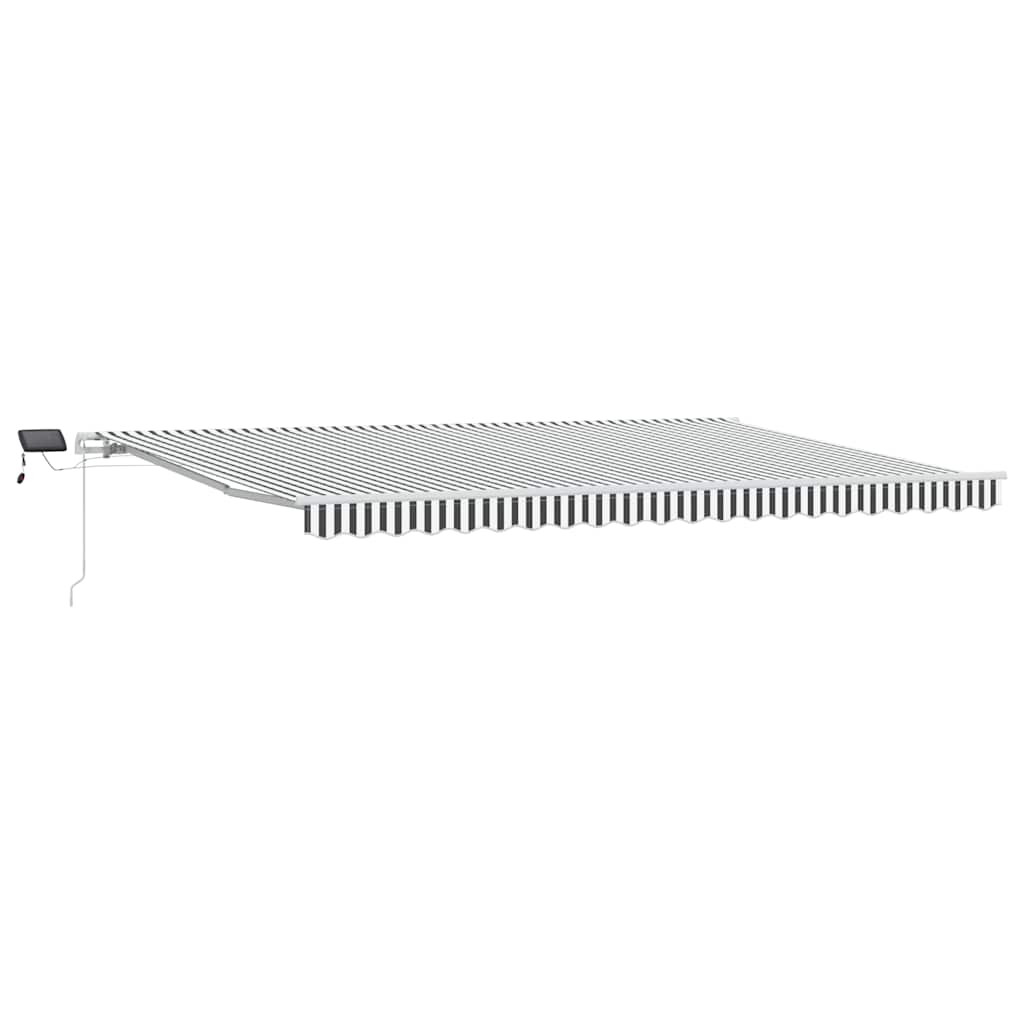 Manuell uttrekkbar markise med LED antrasitt og hvit 500x300 cm