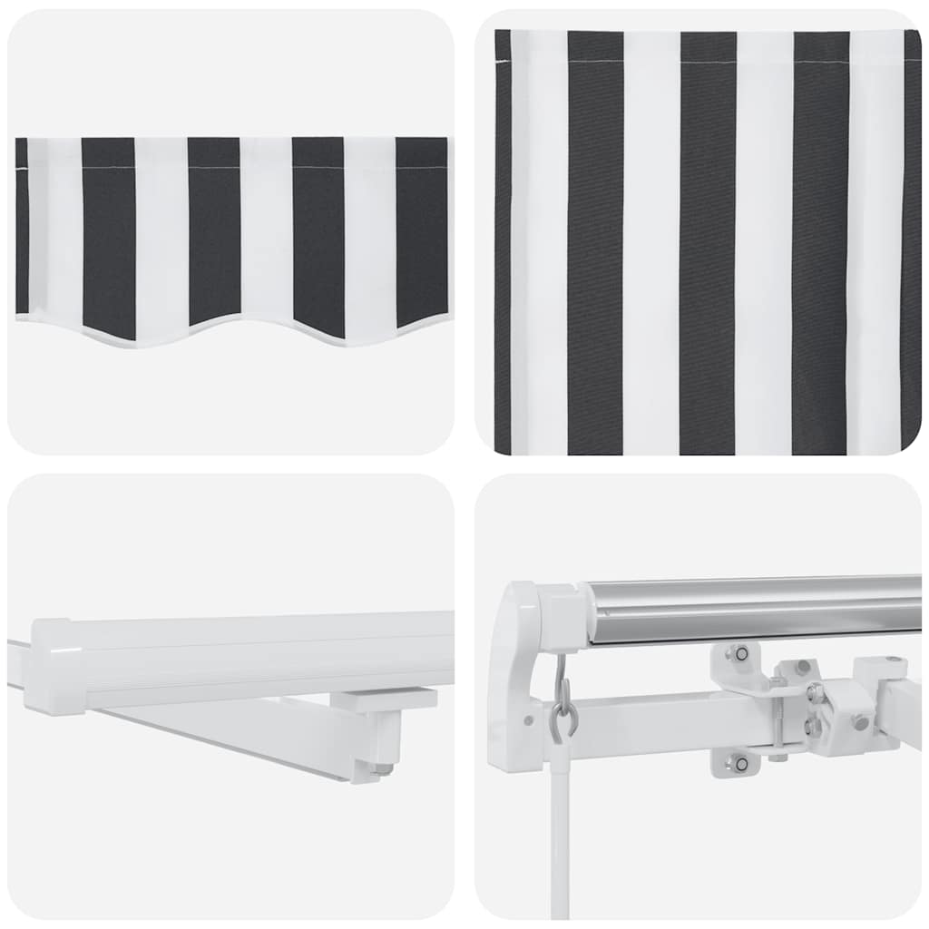 Manuell uttrekkbar markise med LED antrasitt og hvit 500x300 cm