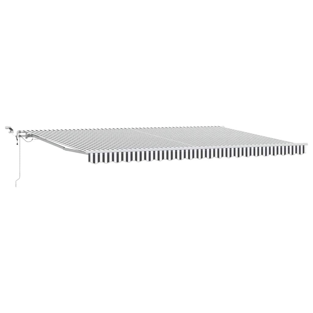 Automatisk uttrekkbar markise LED antrasitt og hvit 500x300 cm
