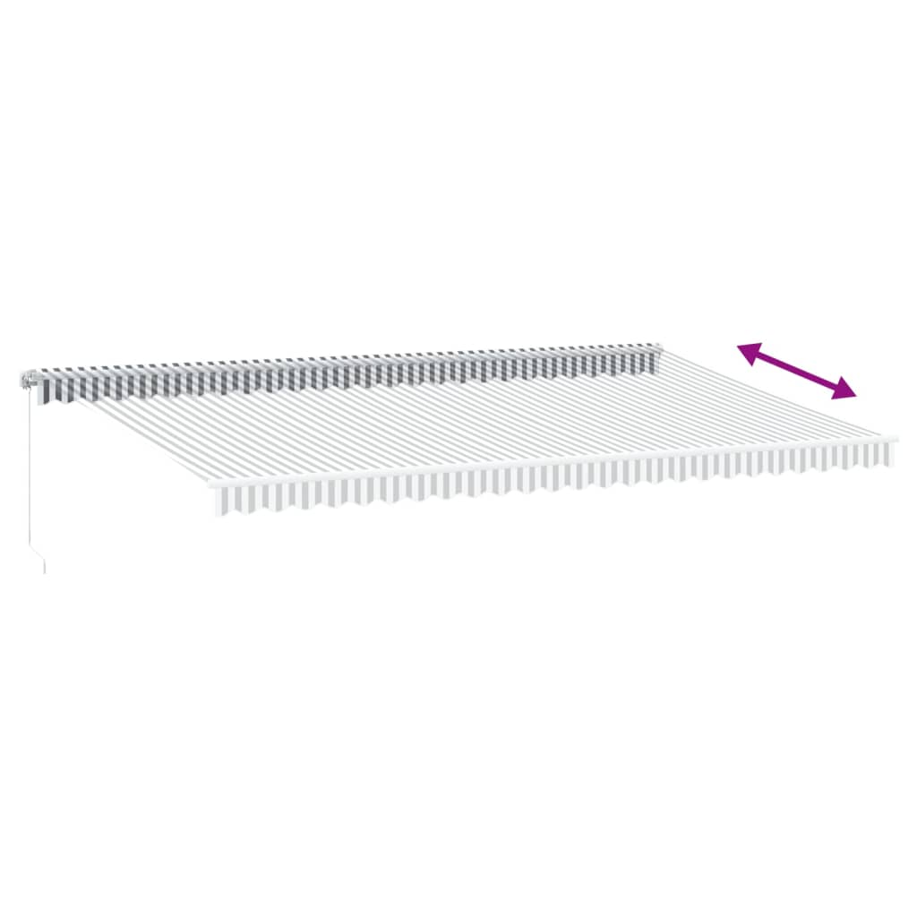 Manuell uttrekkbar markise med LED antrasitt og hvit 600x350 cm