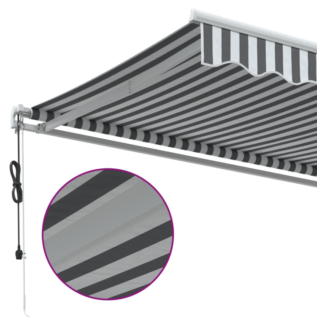 Automatisk uttrekkbart markise antrasitt og hvit 600x350 cm