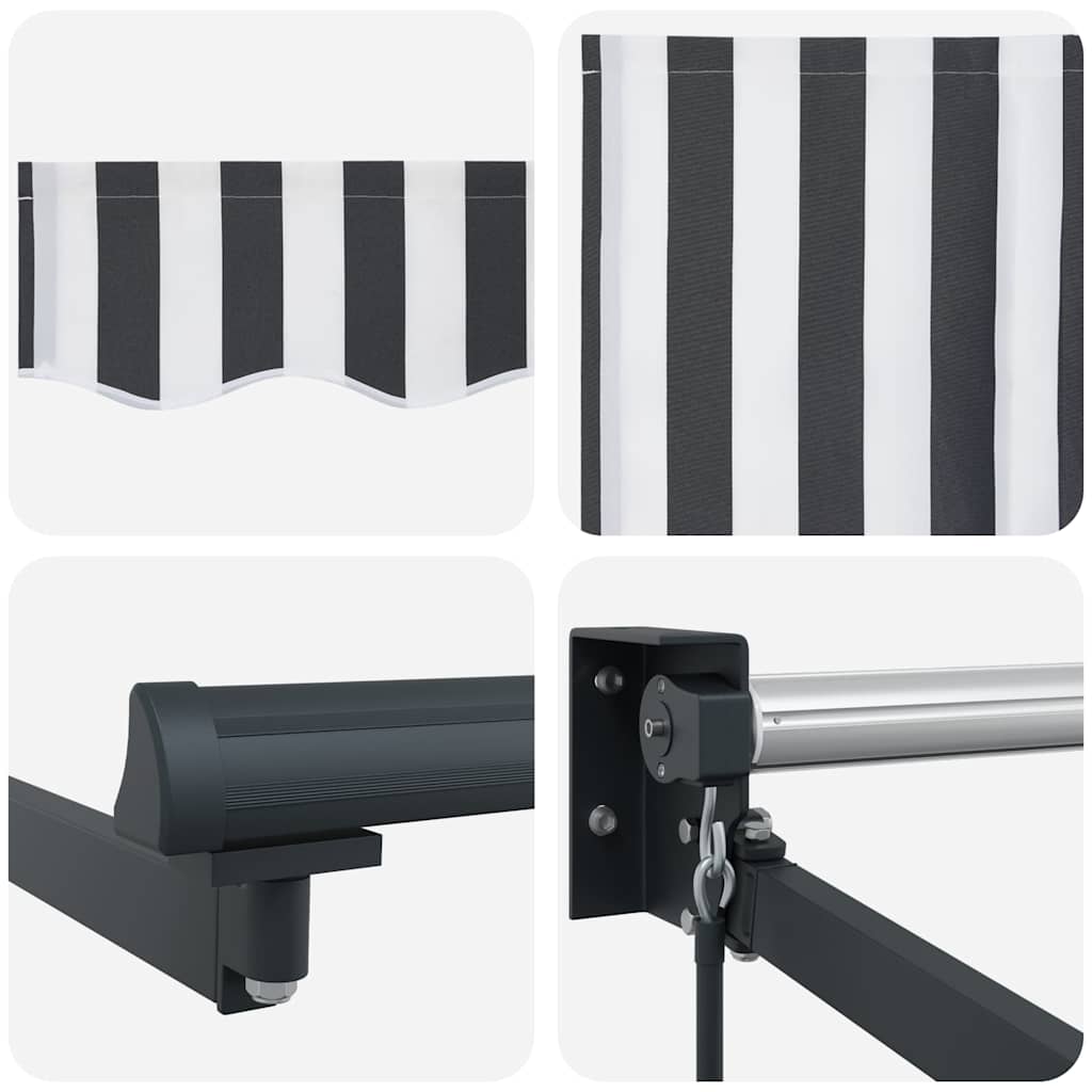 Uttrekkbar markise antrasitt og hvit 4x3 m stoff og aluminium