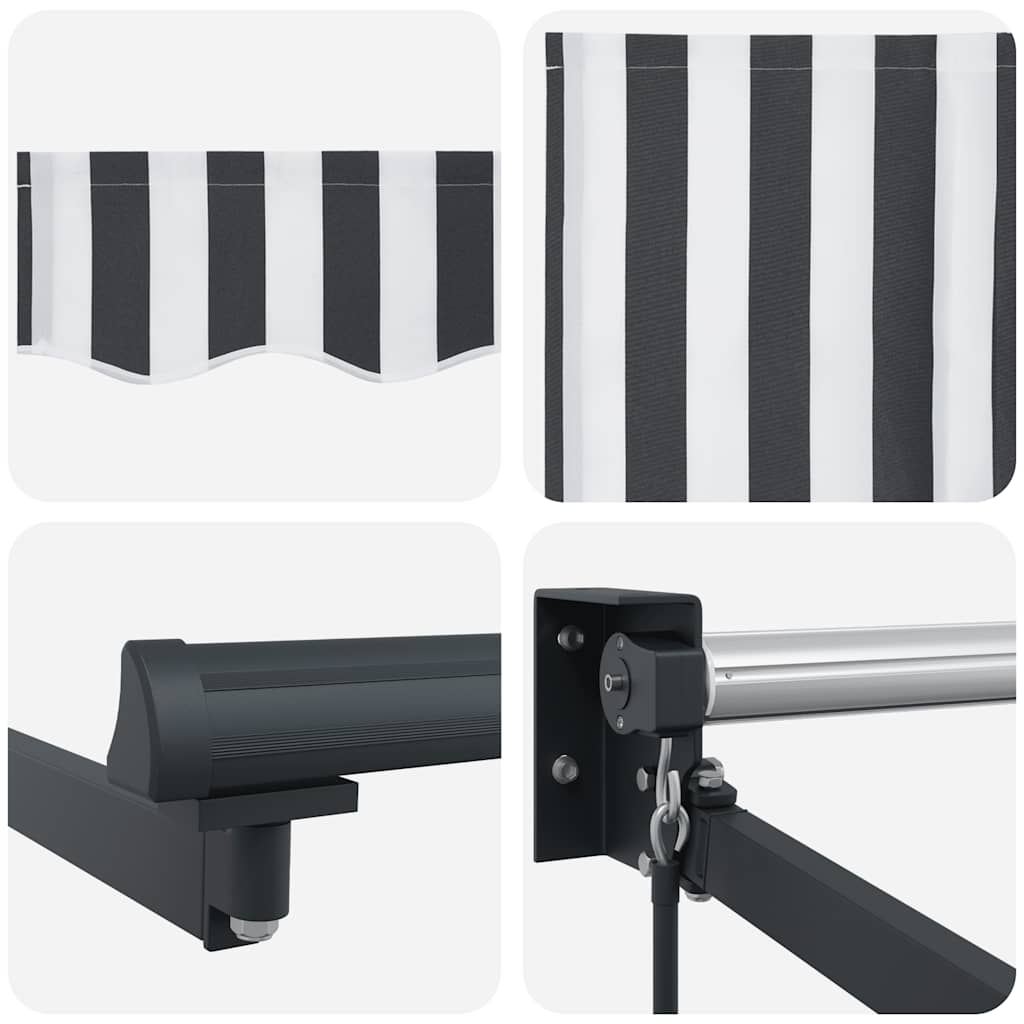 Uttrekkbar markise antrasitt og hvit 4,5x3 m stoff og aluminium
