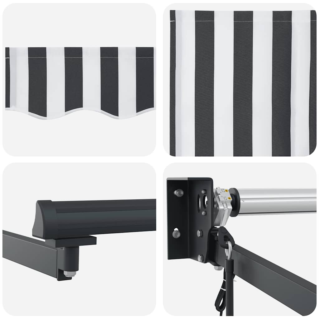 Uttrekkbar markise antrasitt og hvit 4x3 m stoff og aluminium vidaXL