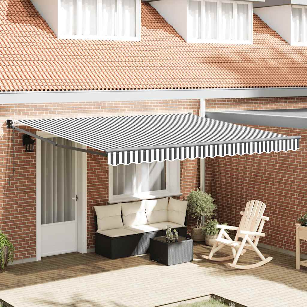 Uttrekkbar markise antrasitt og hvit 4x3 m stoff og aluminium vidaXL