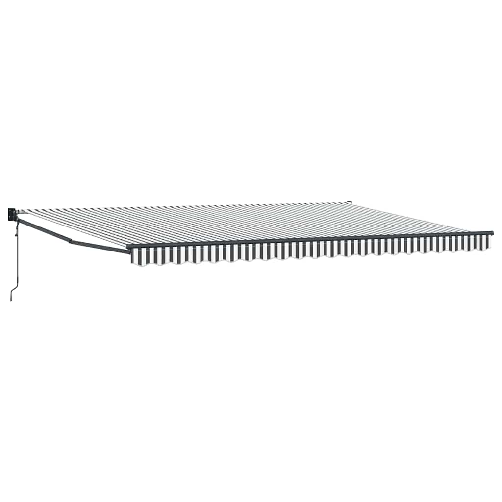 Uttrekkbar markise antrasitt og hvit 5x3 m stoff og aluminium