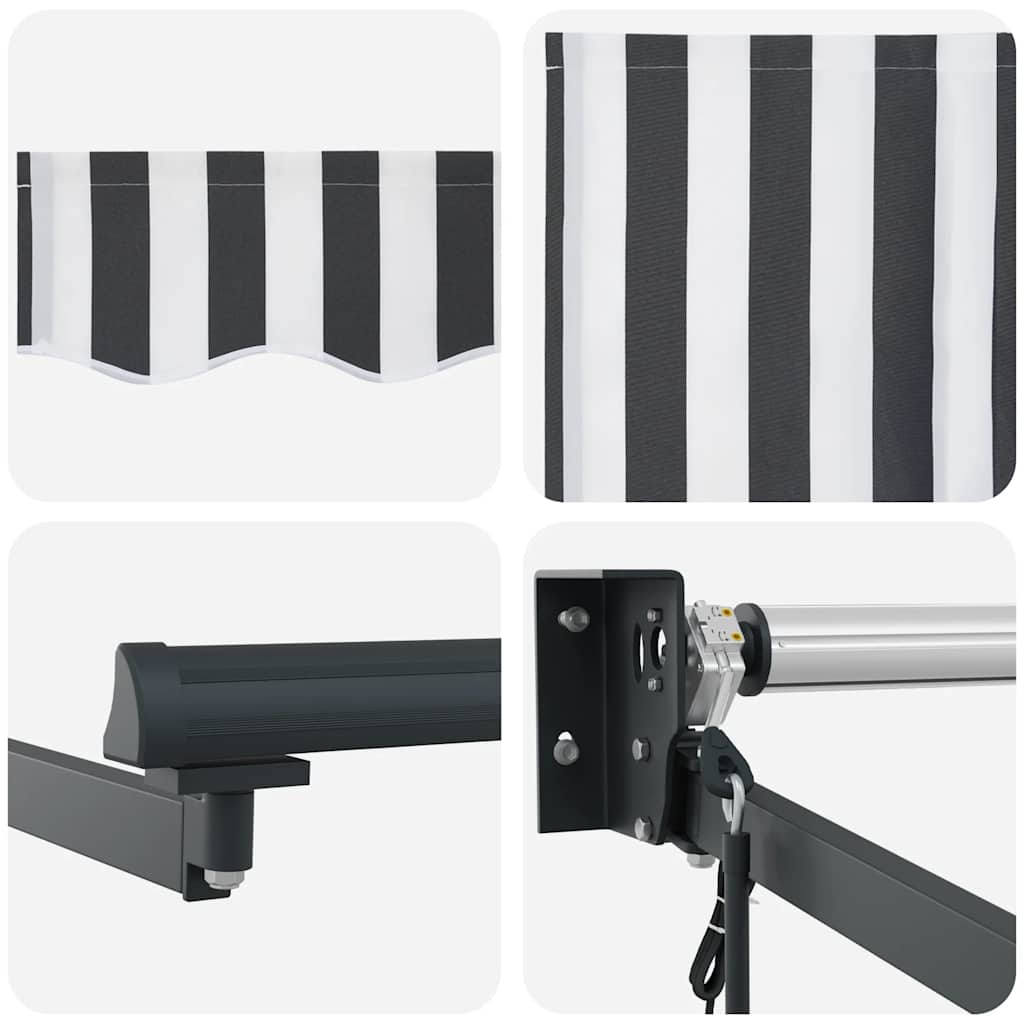 Uttrekkbar markise antrasitt og hvit 5x3 m stoff og aluminium