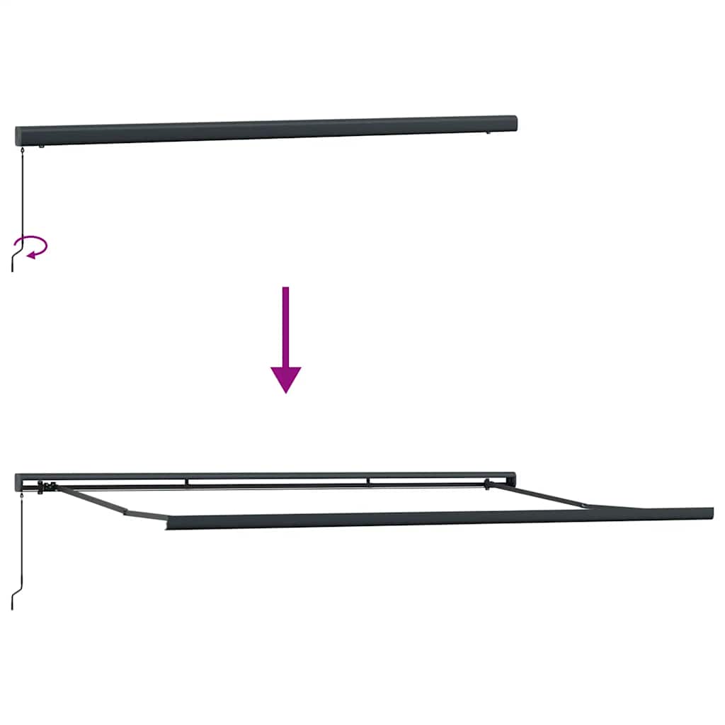 Uttrekkbar markise antrasitt og hvit 5x3 m stoff og aluminium