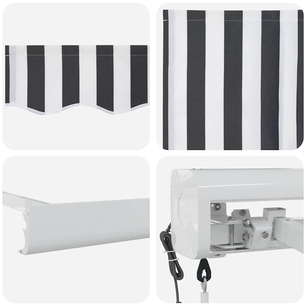 Uttrekkbar markise antrasitt og hvit 4,5x3 m stoff og aluminium vidaXL