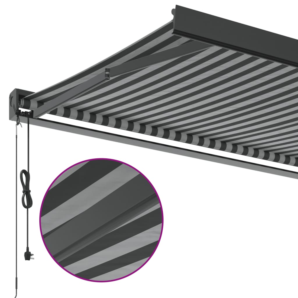Uttrekkbar markise antrasitt og hvit 4x3 m stoff og aluminium