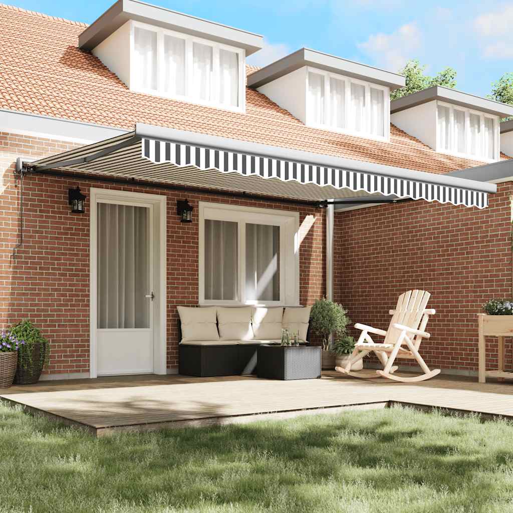 Uttrekkbar markise antrasitt og hvit 4,5x3 m stoff og aluminium vidaXL