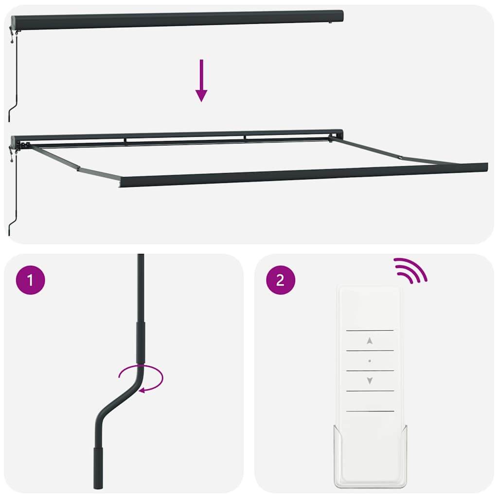 Uttrekkbar markise antrasitt og hvit 4,5x3 m stoff og aluminium vidaXL