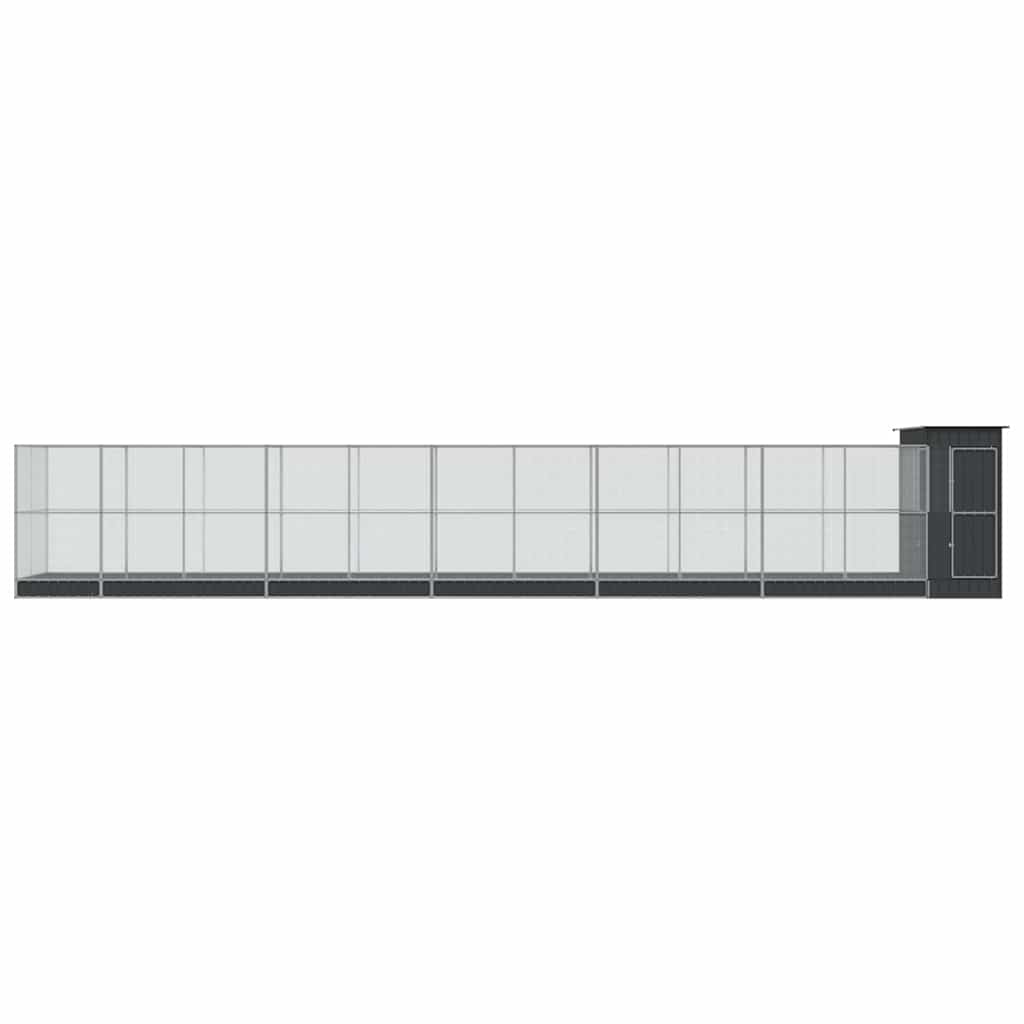 Voliere med forlengelse sølv 1244x203x216 cm stål