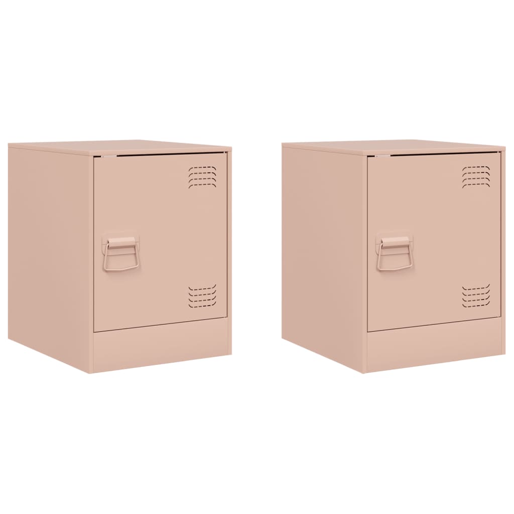 Nattbord 2 stk rosa 34,5x39x44 cm stål