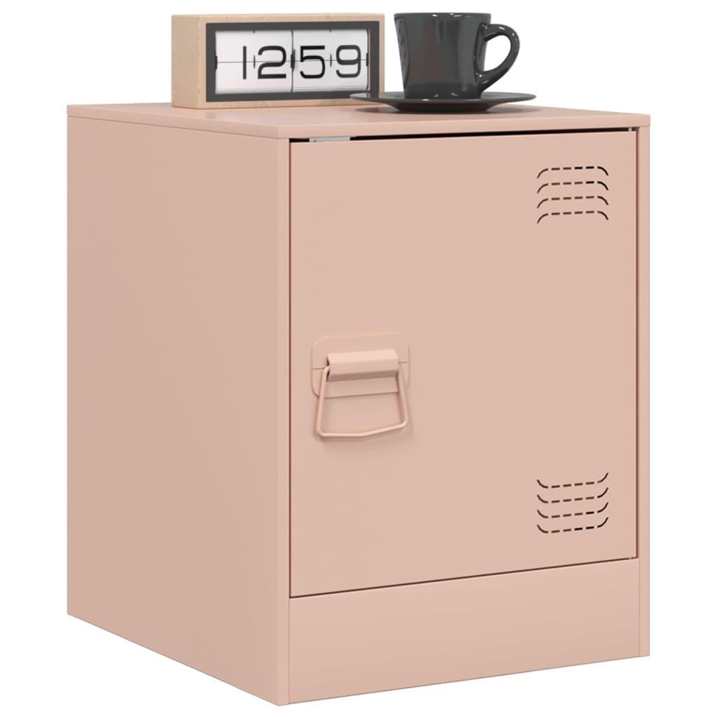 Nattbord 2 stk rosa 34,5x39x44 cm stål