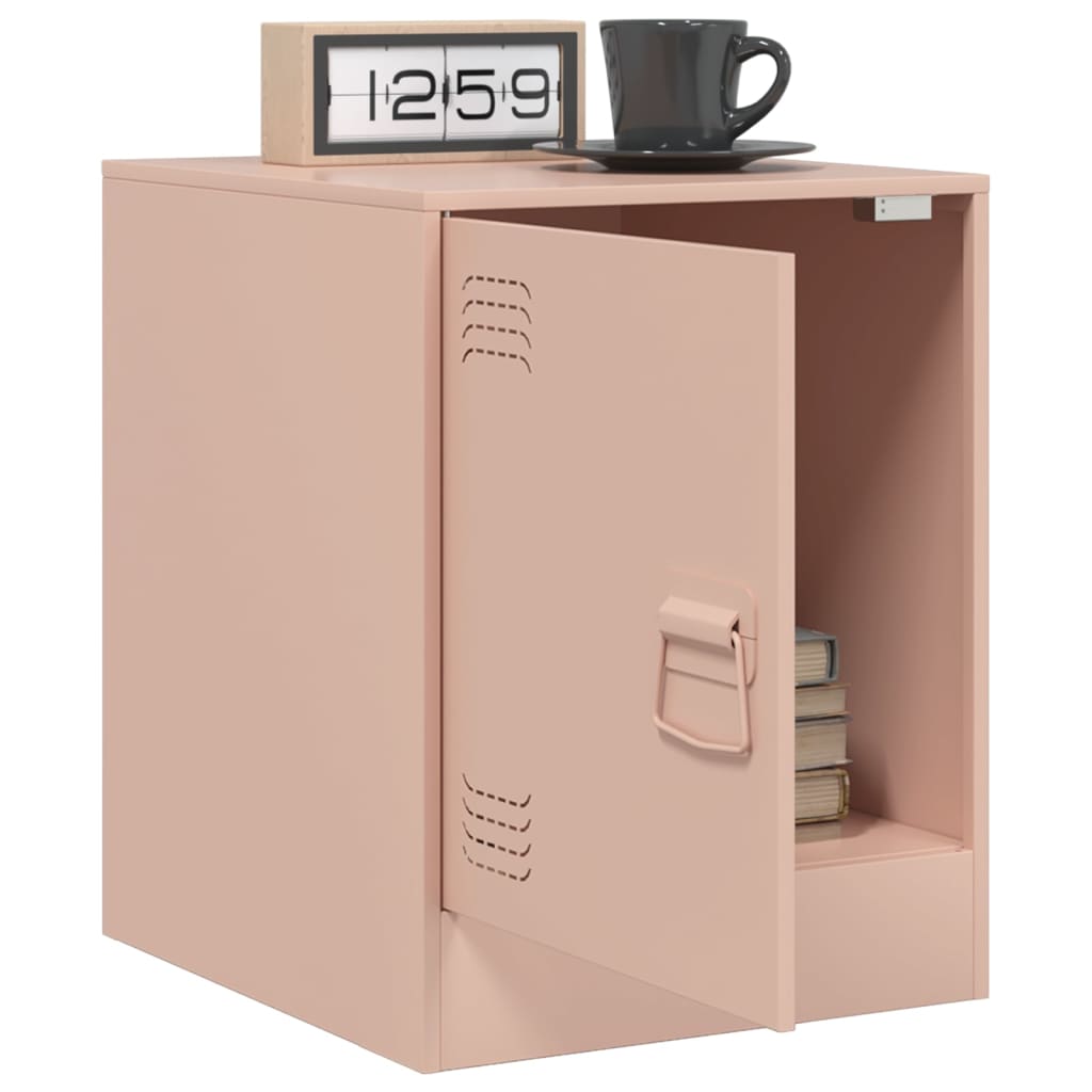 Nattbord 2 stk rosa 34,5x39x44 cm stål