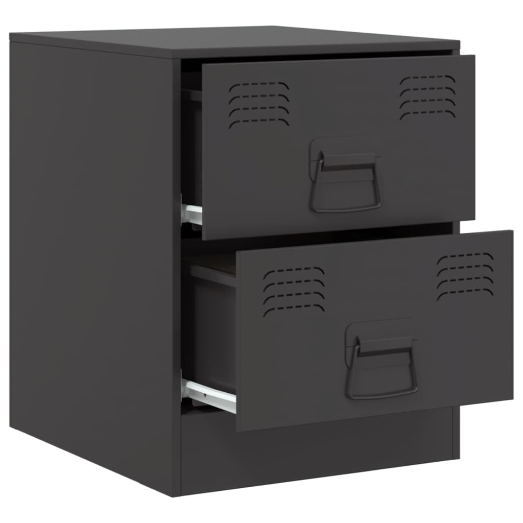 Nattbord 2 stk svart 34,5x39x44 cm stål