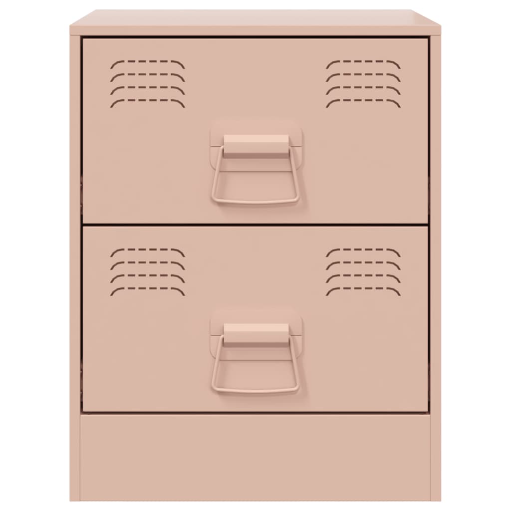 Nattbord 2 stk rosa 34,5x39x44 cm stål