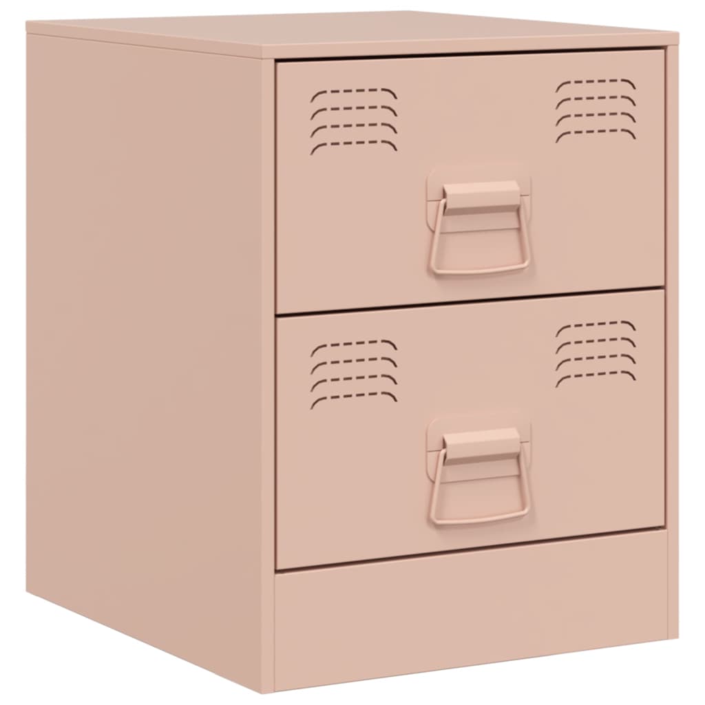 Nattbord 2 stk rosa 34,5x39x44 cm stål