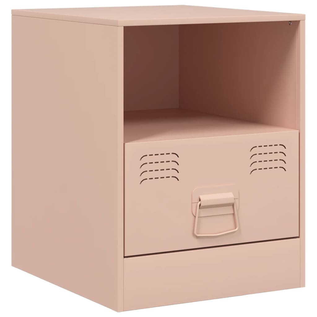 Nattbord 2 stk rosa 34,5x39x44 cm stål