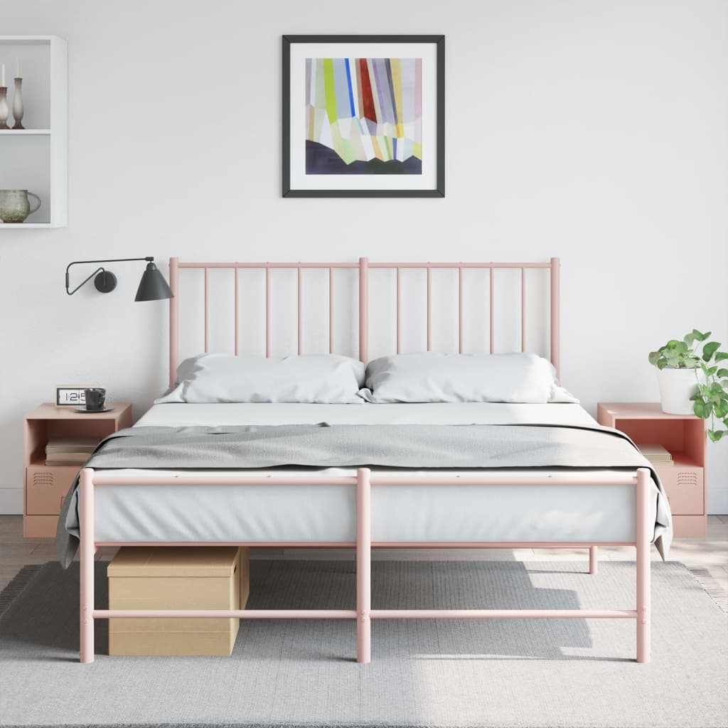 Nattbord 2 stk rosa 34,5x39x44 cm stål