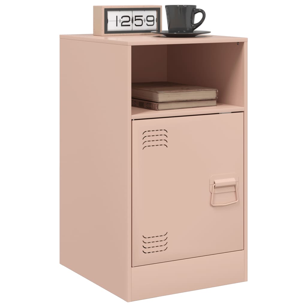 Nattbord 2 stk rosa 34,5x39x62 cm stål